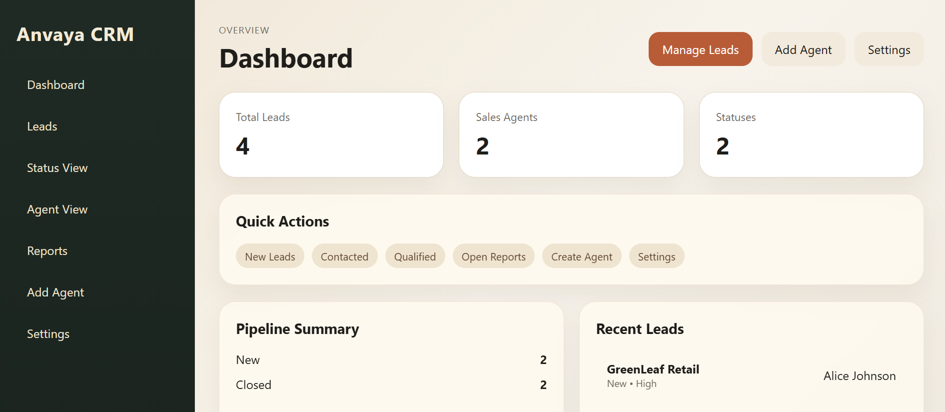 Anvaya CRM project preview